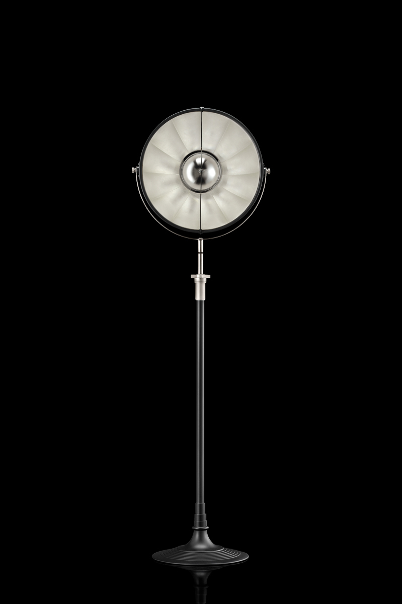 Studio 1907 Fortuny lampadaire Atelier 41 noir et feuille d'argent