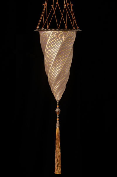 Cesendello Fortuny en verre avec décoration Mosaico or