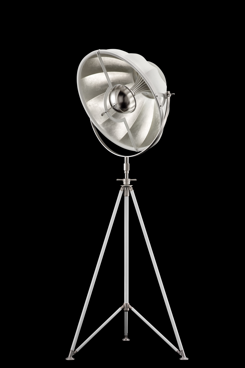 Fortuny Studio 63 floor tripod lamp white & silver