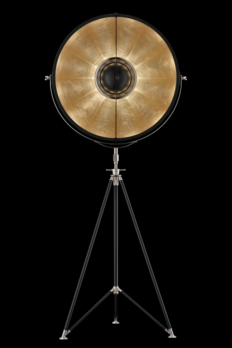 Fortuny Studio 76 floor tripod lamp black gold