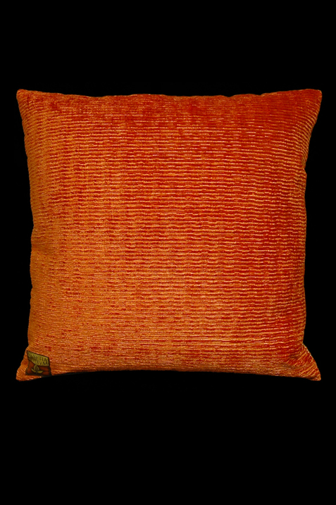 Coussin carré en velours orange imprimé Barbarigo Venetia Studium, dos