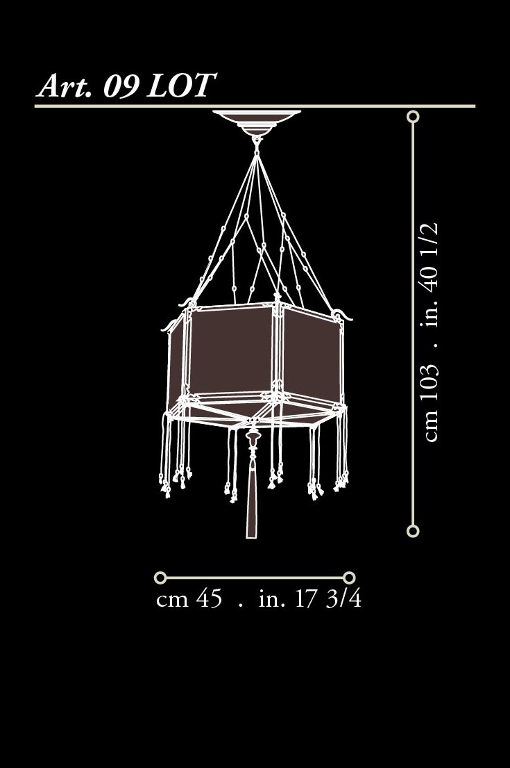 Fortuny Concubine Loto lampe en soie dimensions