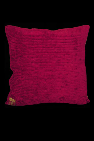 Coussin carré en velours rouge foncé imprimé San Marco Venetia Studium, dos