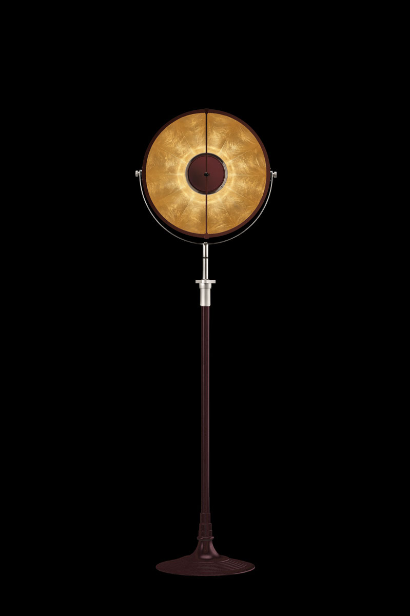 Studio 1907 Fortuny lampadaire Atelier 41 rouge antique et feuille d'or