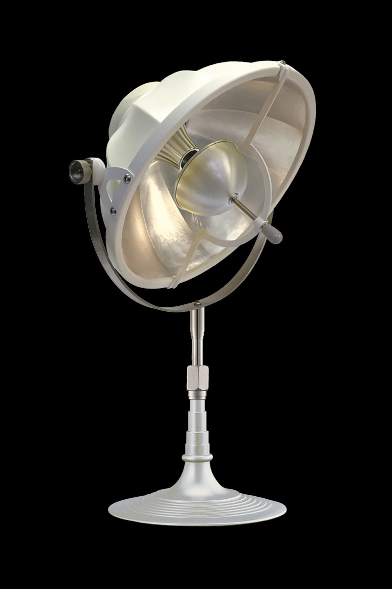 Lampe de table Fortuny Armilla 32 Blanc et Feuille d'Argent