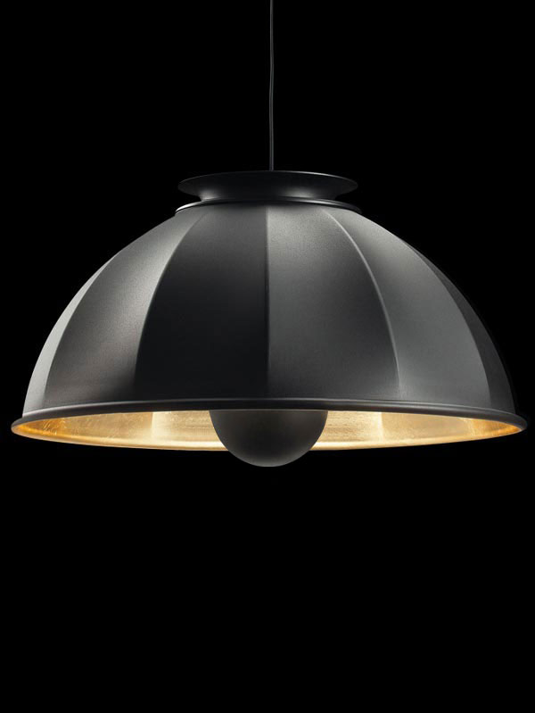 Suspension Fortuny Cupola 76 noire et feuille d’or