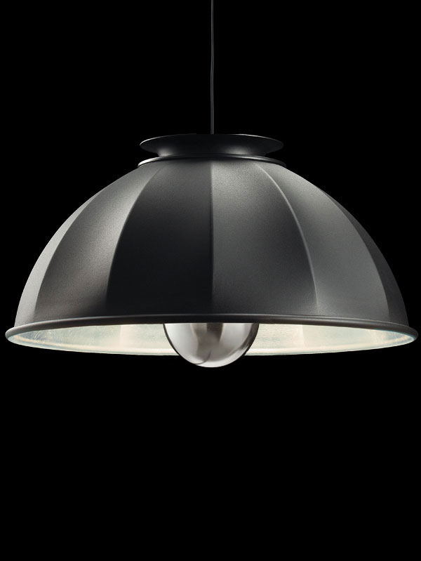 Suspension Fortuny Cupola 76 noire et feuille d’argent