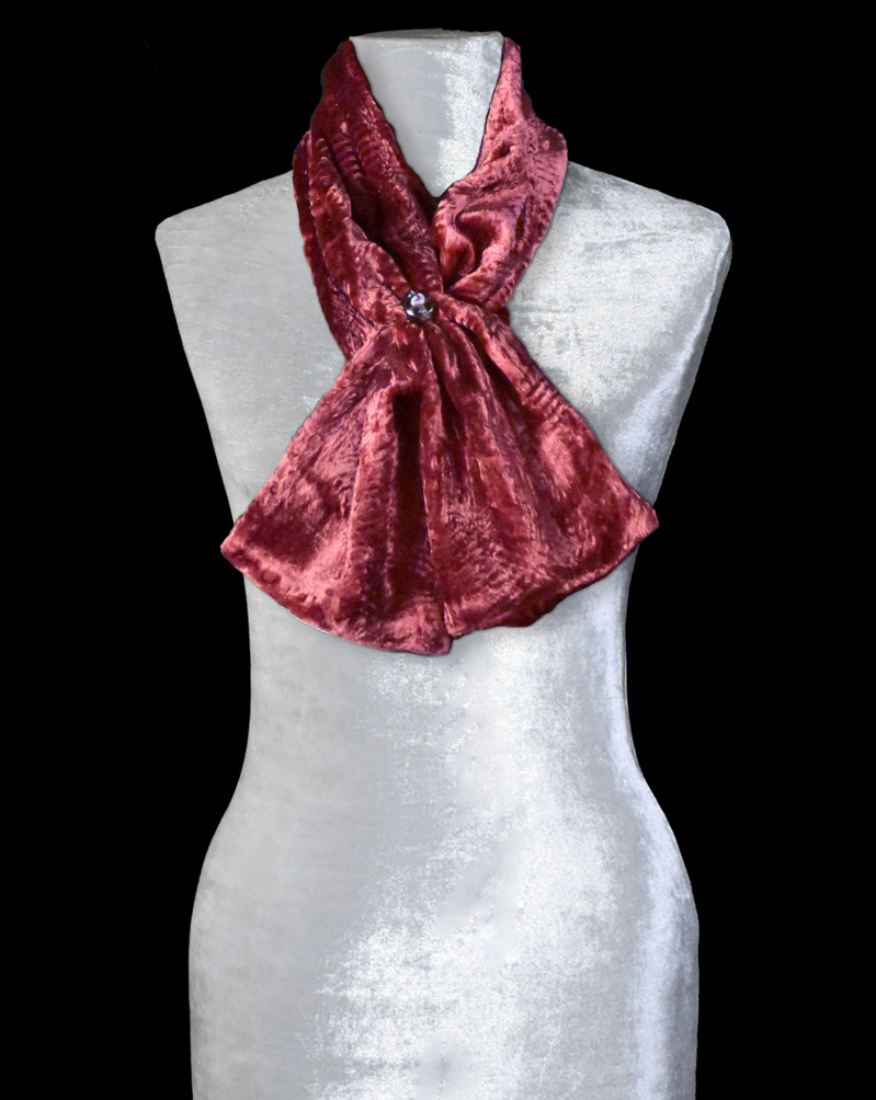 Fortuny furrowed velvet scarf with Murano glass beads