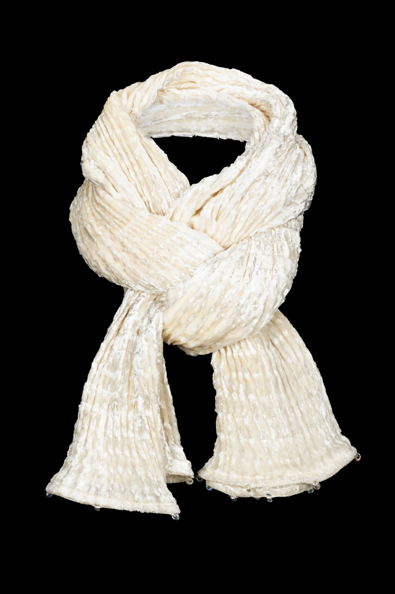 Fortuny Pleated Velvet Scarfe White