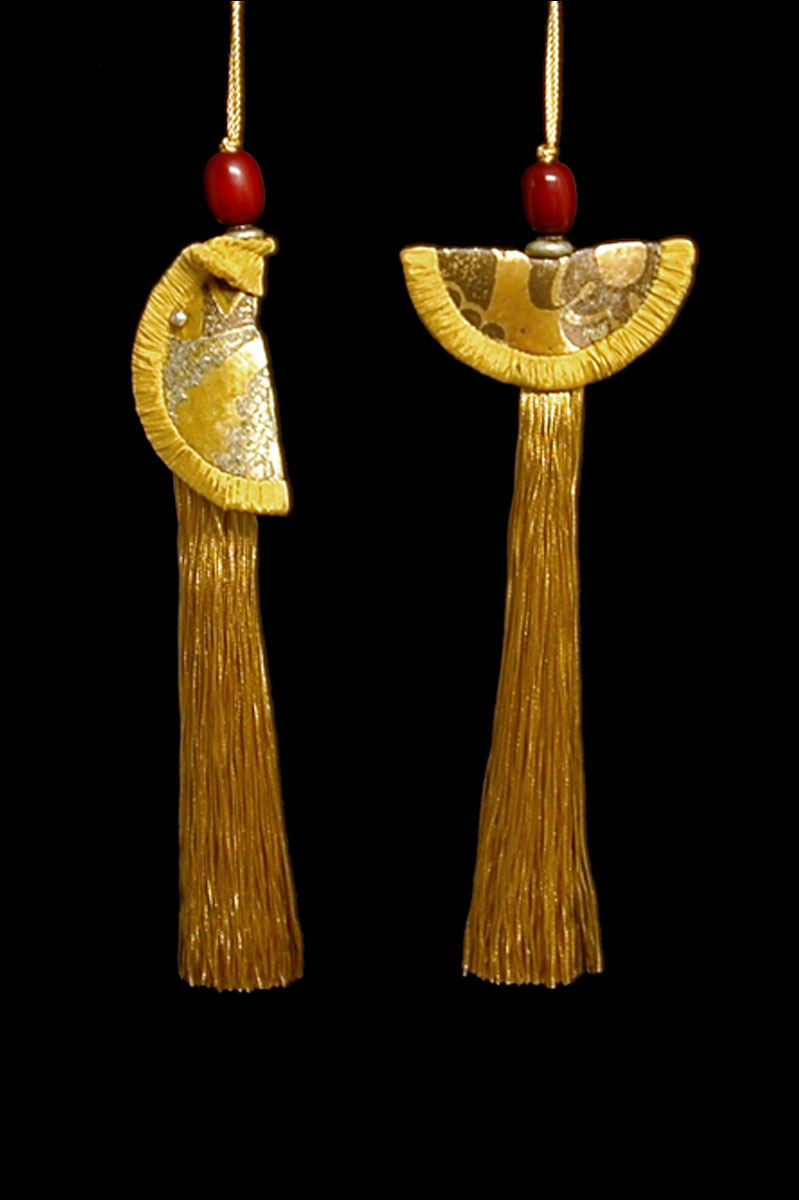 Couple de Glands de clés - pompons Geisha et Samurai de Venetia Studium en or pâle
