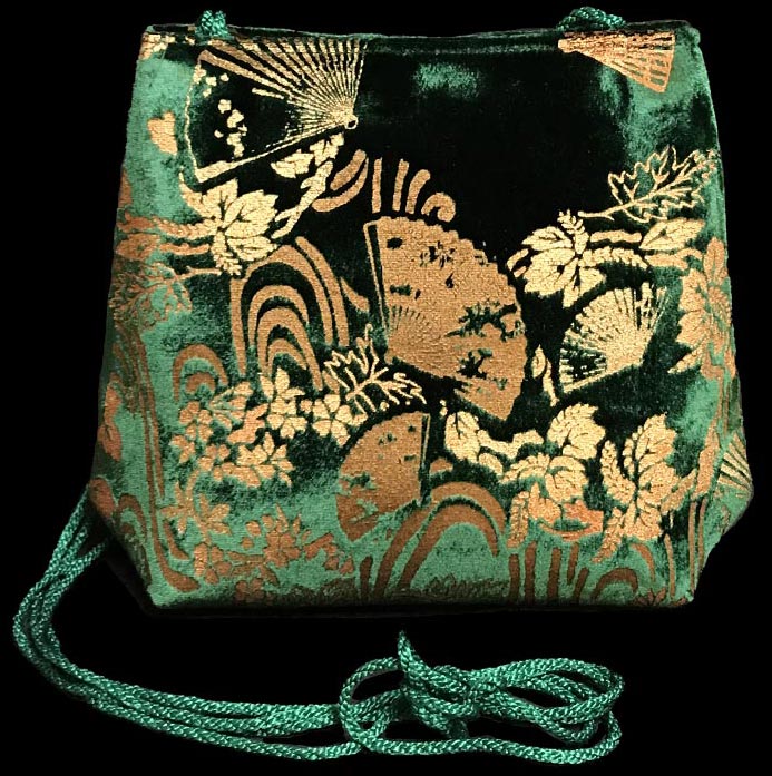 Sac Fortuny Gioia Riassunto en velours vert sapin imprimé