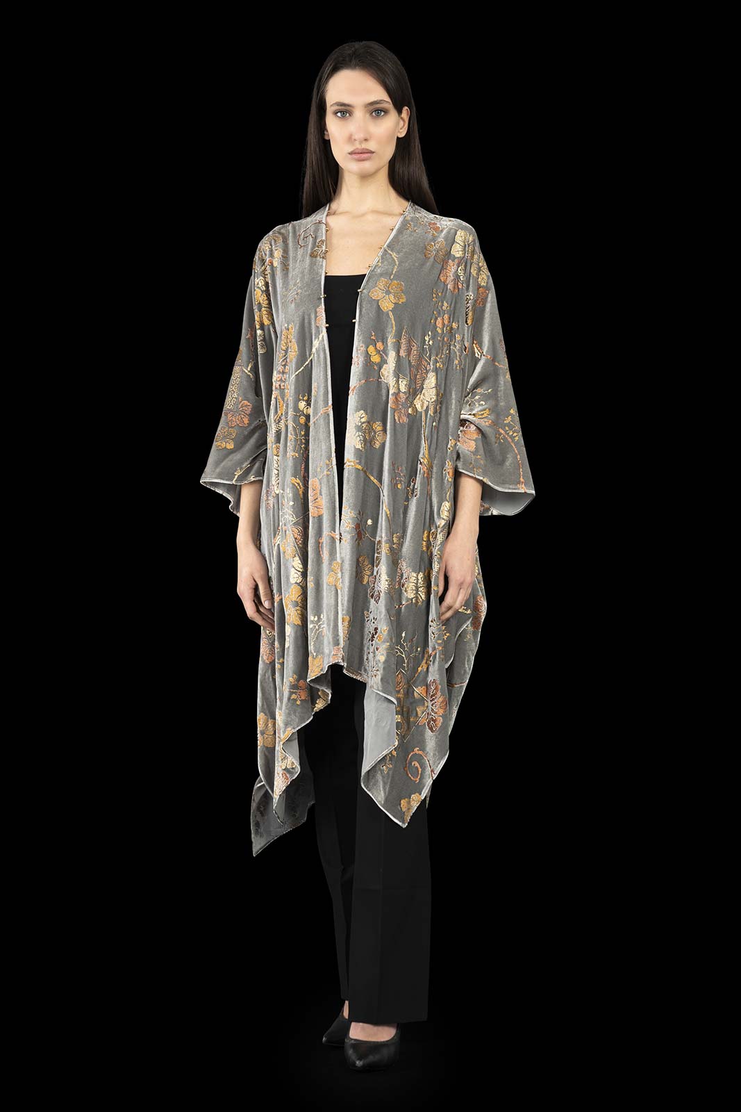 Fortuny printed velvet long evening coat