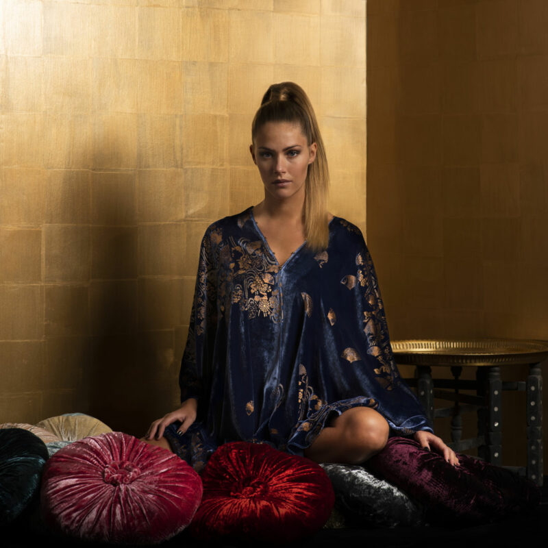 Manteau du soir court Fortuny en velours imprimé