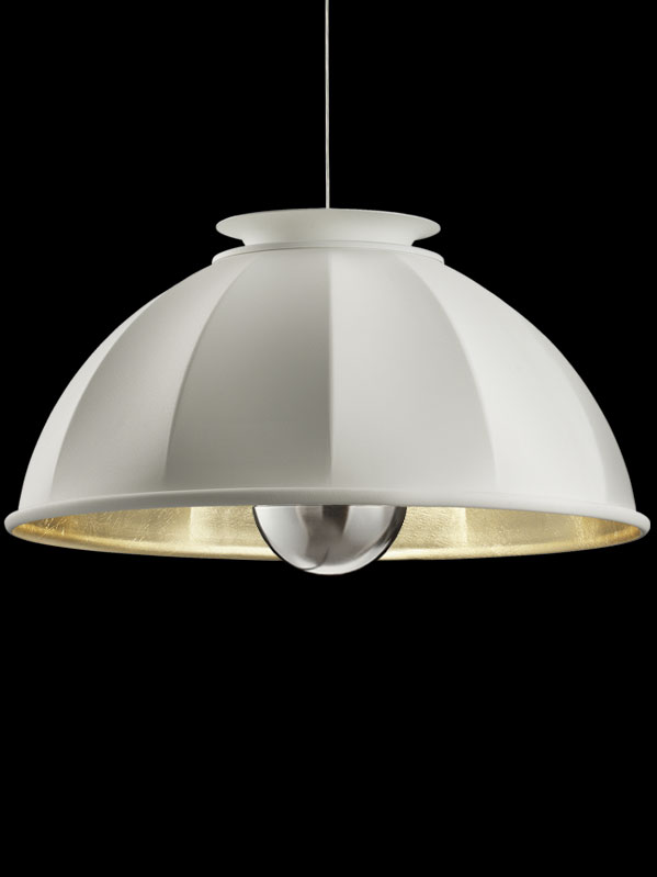 Suspension Fortuny Cupola 76 blanche et feuille d'or