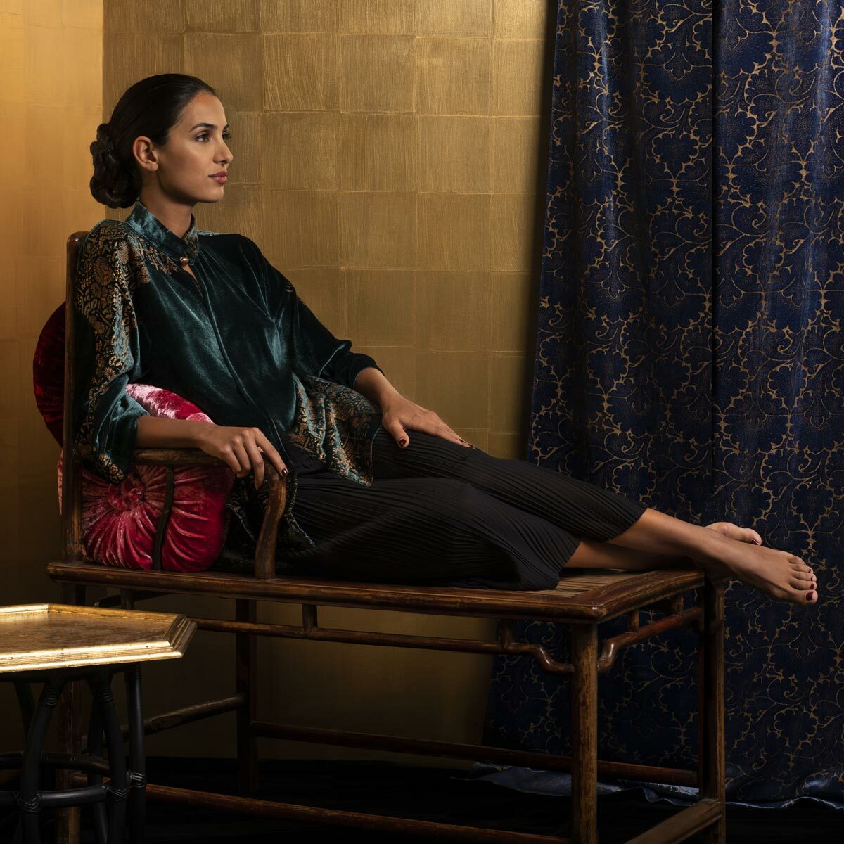 Kimono Fortuny en velours imprimé