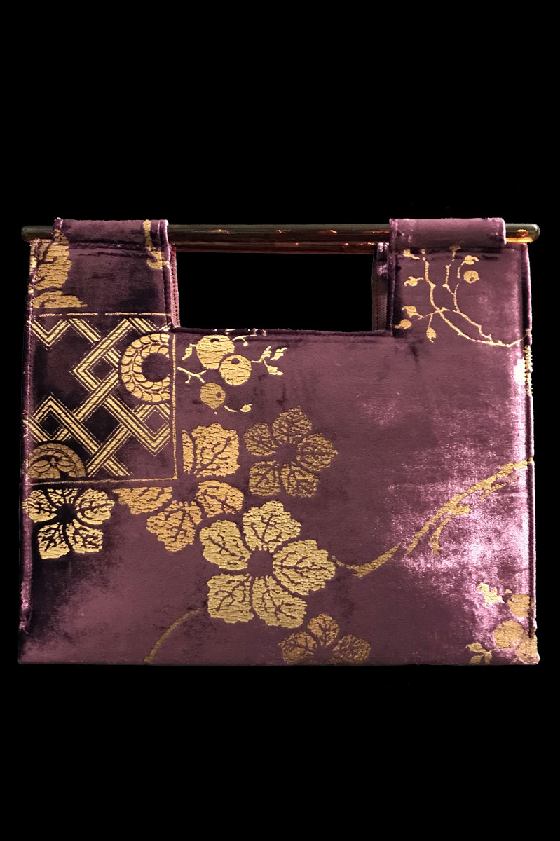 Sac à main Fortuny Aiko en velours noir imprimé