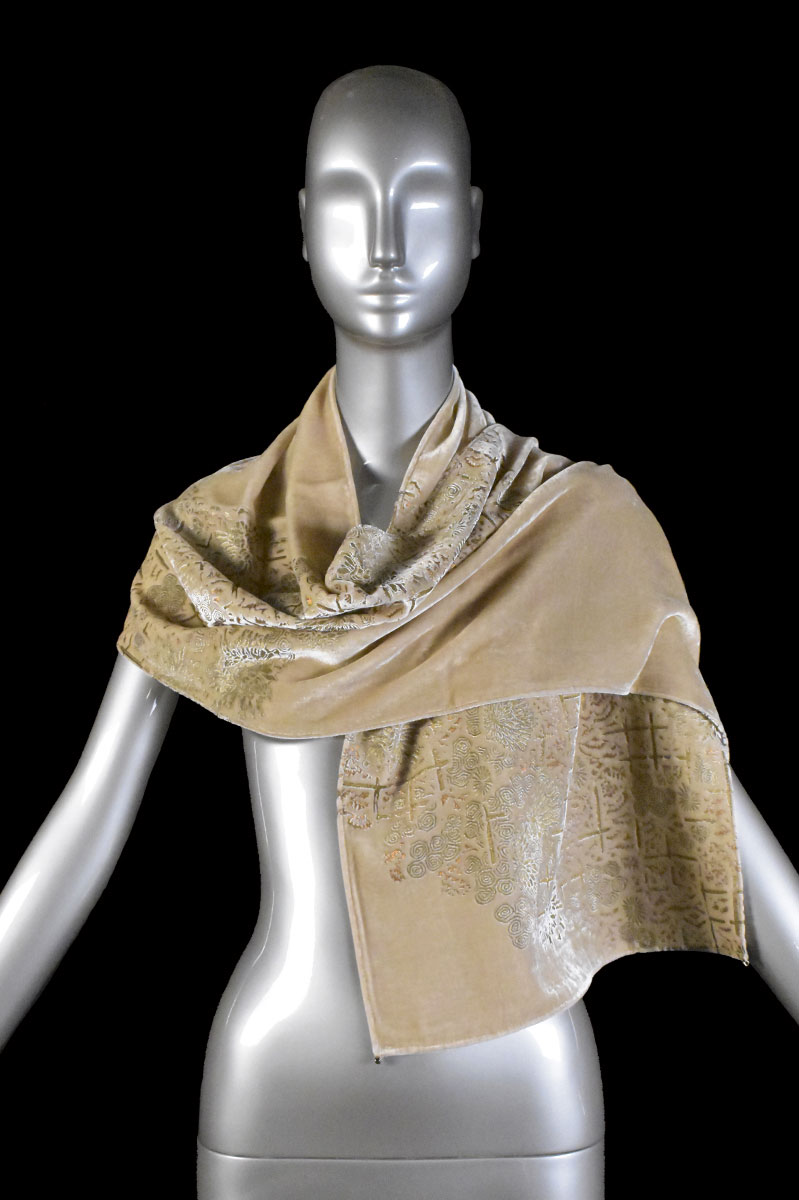 Écharpe Fortuny en velours imprimé et perles de verre de Murano