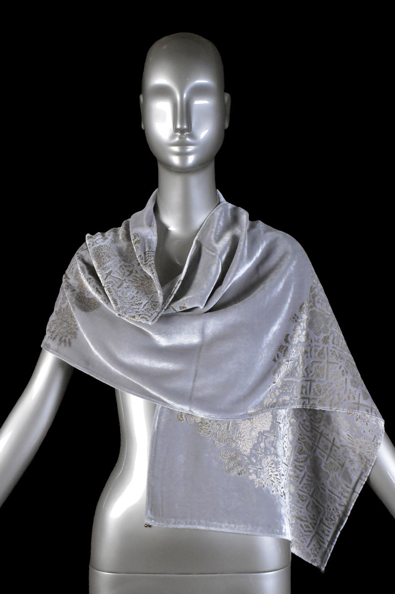Écharpe Fortuny en velours imprimé et perles de verre de Murano