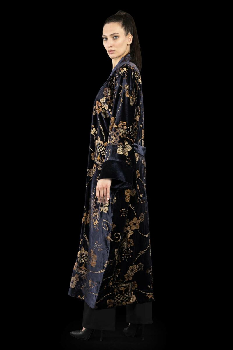 Fortuny printed velvet long evening coat