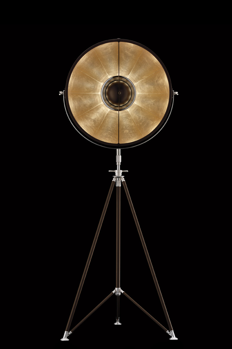 Fortuny Studio 63 floor tripod lamp brown & gold