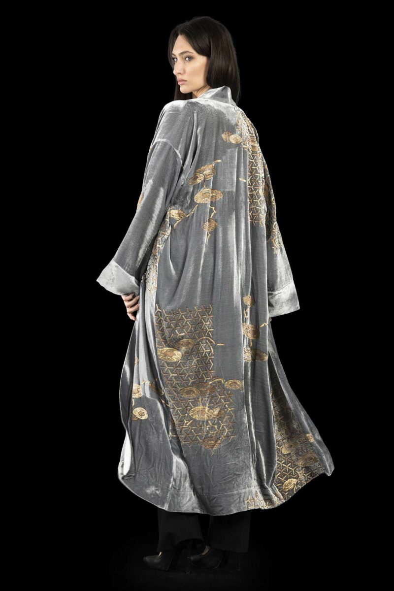 Fortuny printed velvet long evening coat