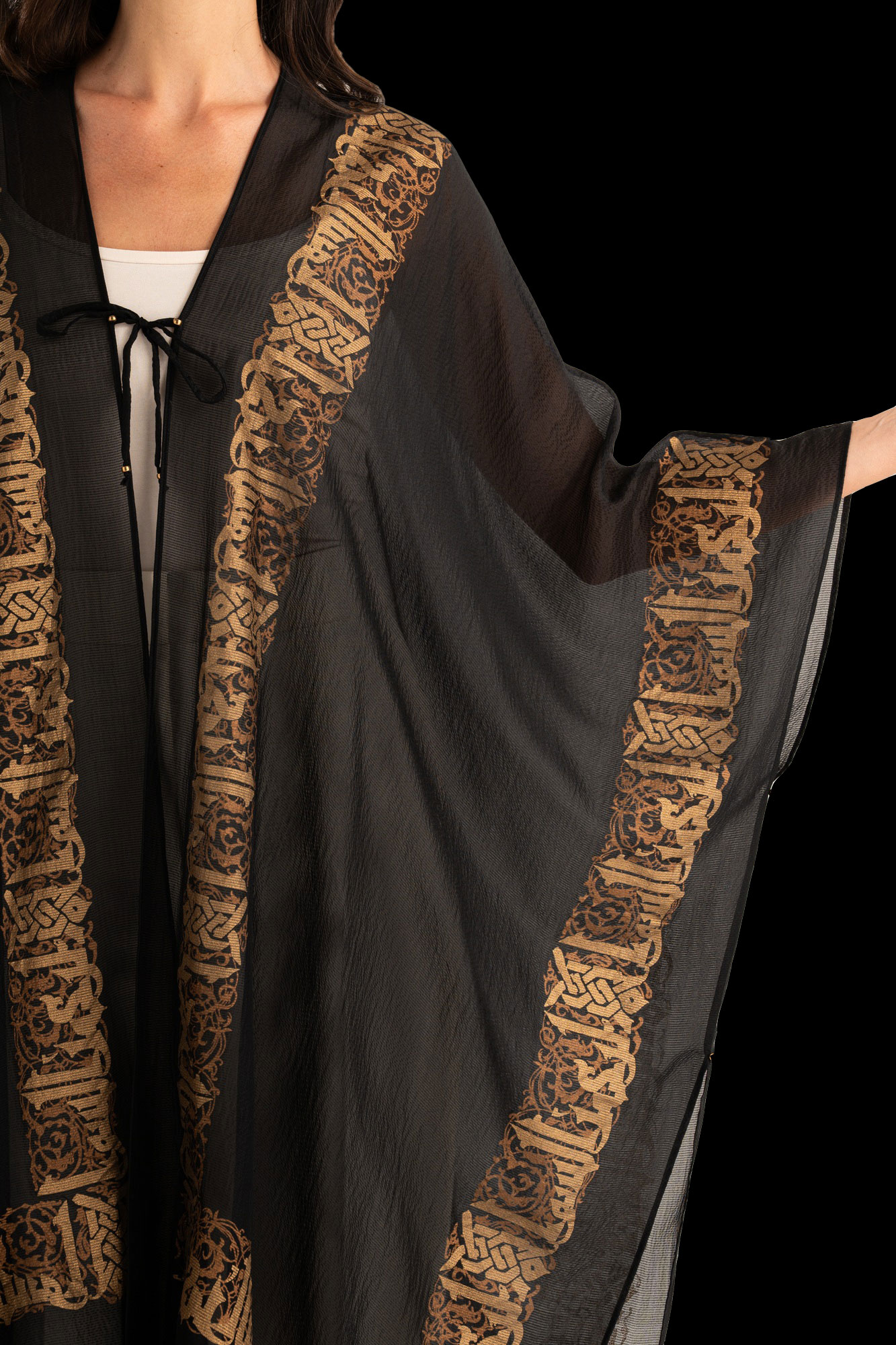 Esther Manteau du Soir en Crêpe Georgette | Arabo Noir