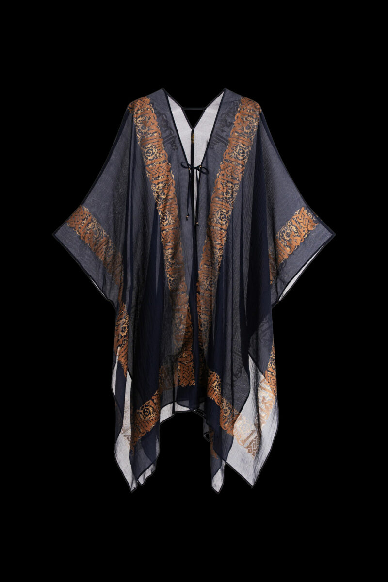 Esther Manteau du Soir en Crêpe Georgette | Arabo Bleu marine