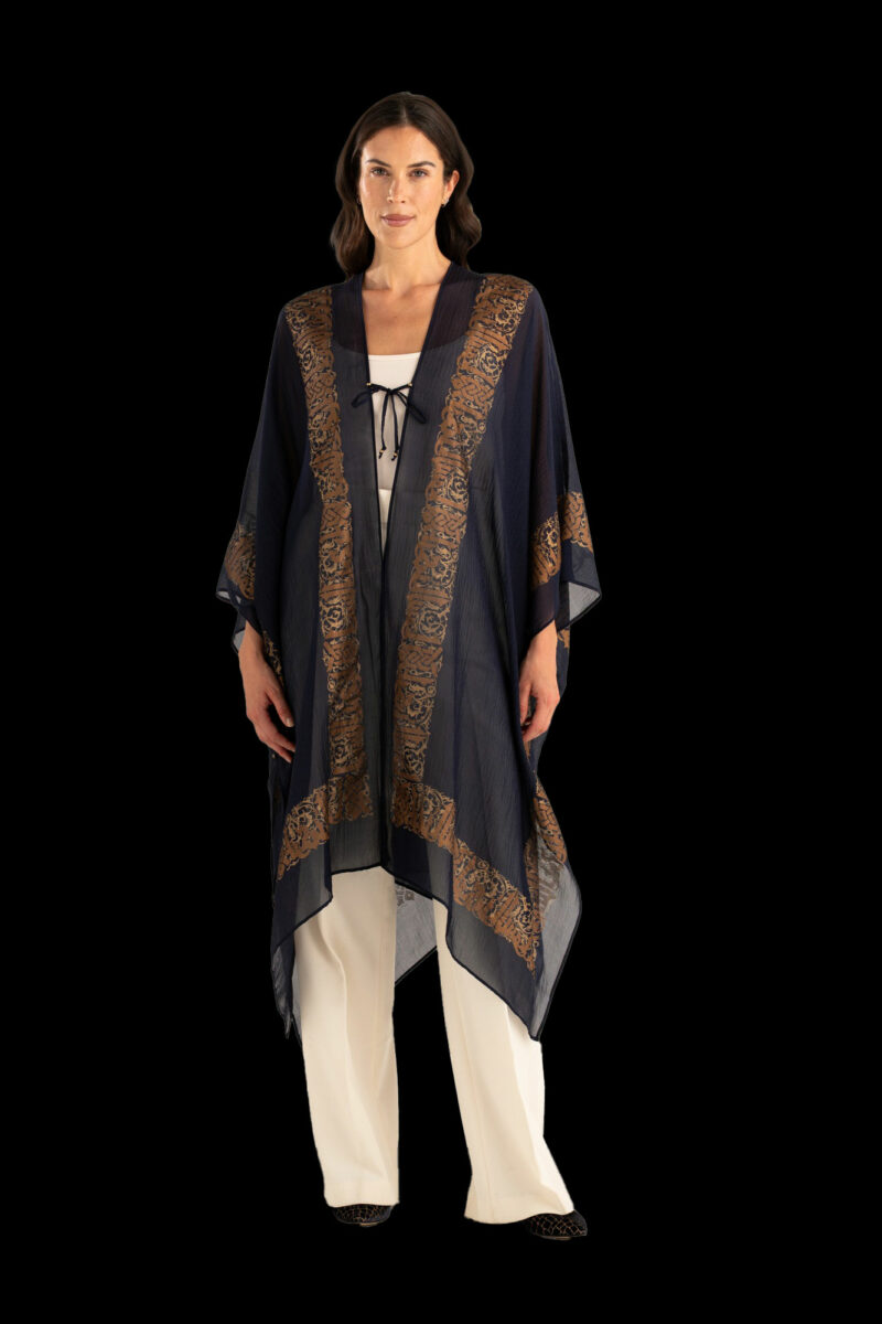 Esther Manteau du Soir en Crêpe Georgette | Arabo Bleu marine
