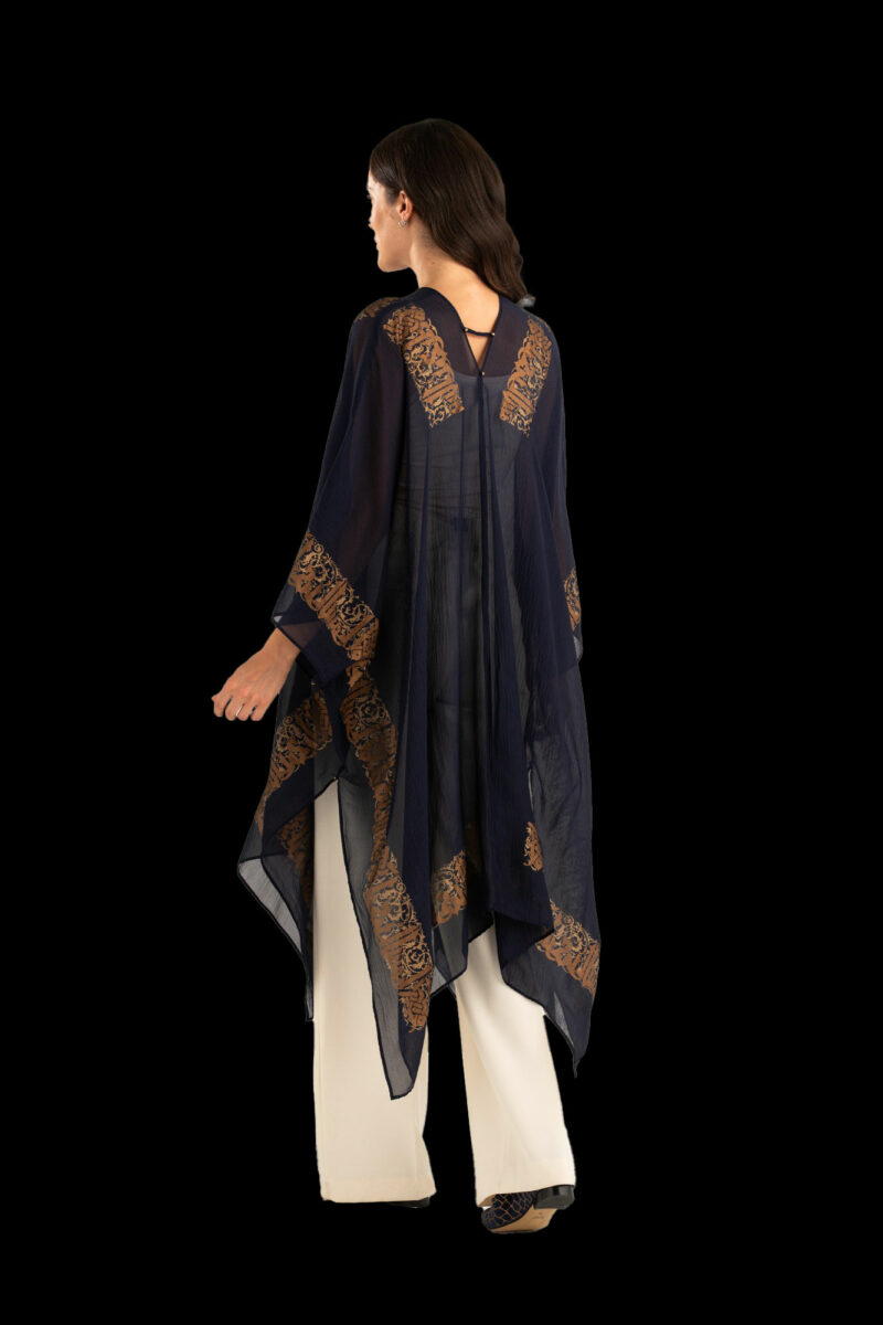 Esther Manteau du Soir en Crêpe Georgette | Arabo Bleu marine