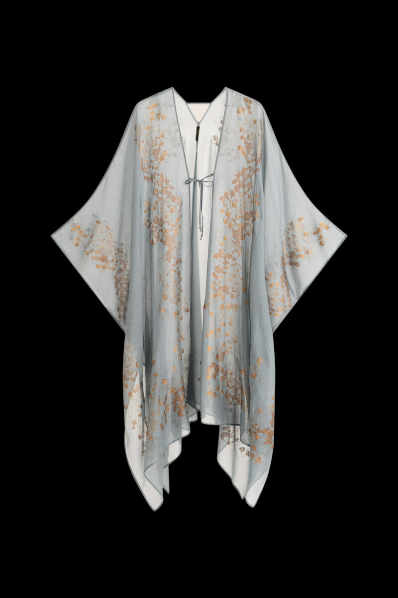 Esther Manteau du Soir en Crêpe Georgette | Ramage Bleu bonbon