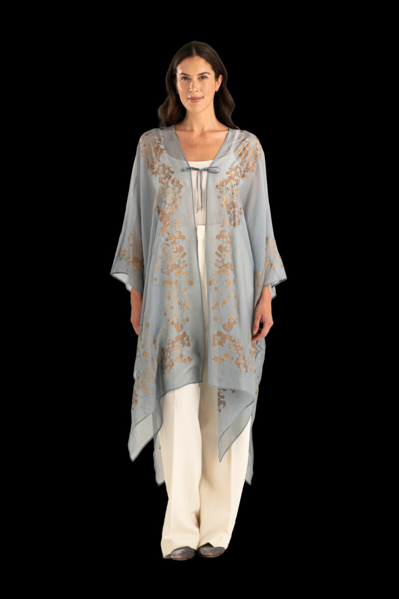 Esther Manteau du Soir en Crêpe Georgette | Ramage Bleu bonbon