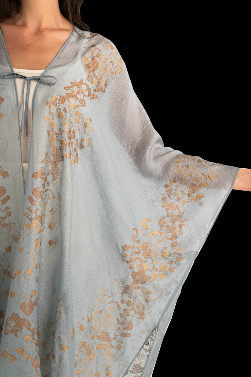 Esther Manteau du Soir en Crêpe Georgette | Ramage Bleu bonbon