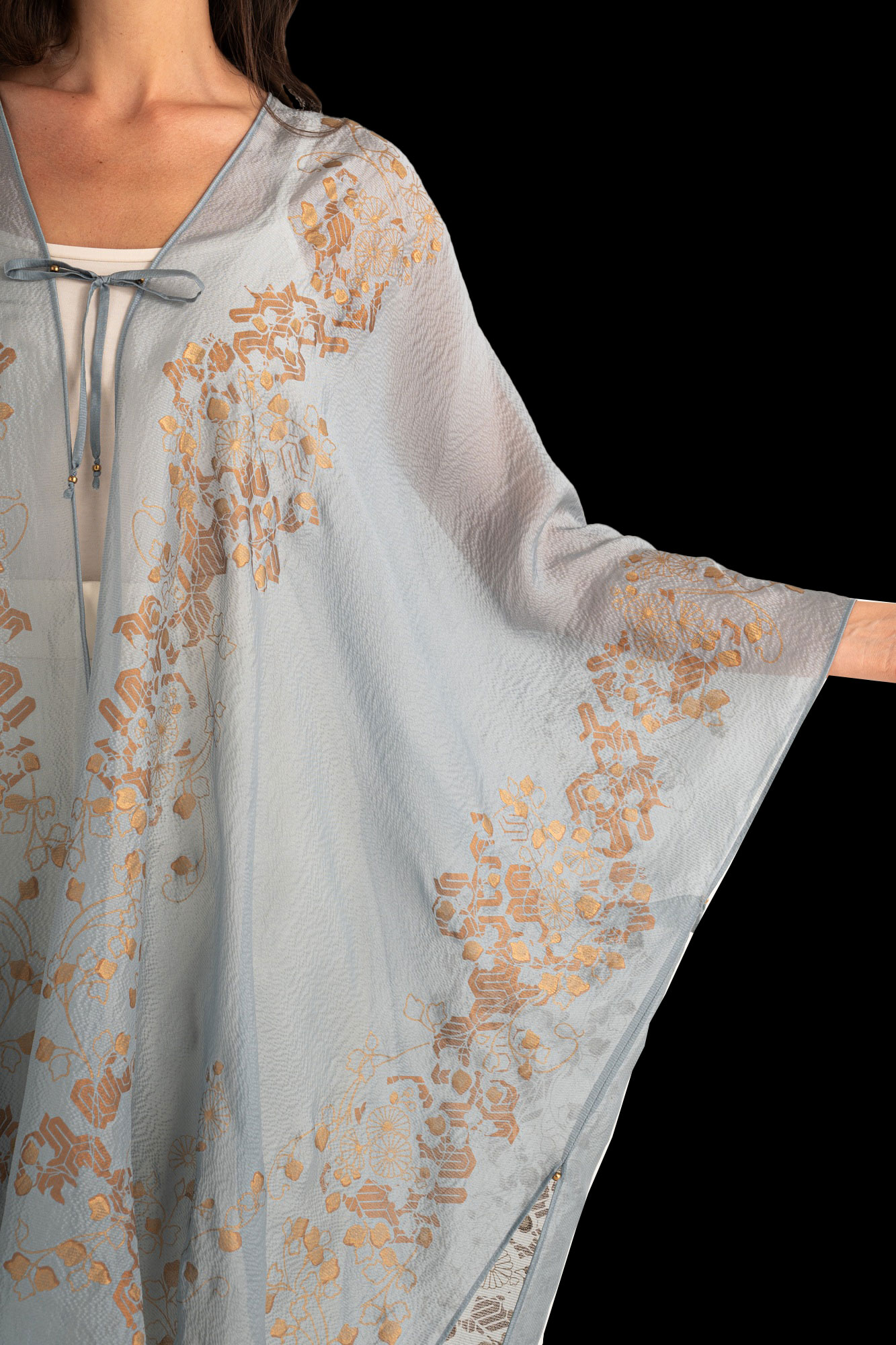 Esther Manteau du Soir en Crêpe Georgette | Ramage Bleu bonbon