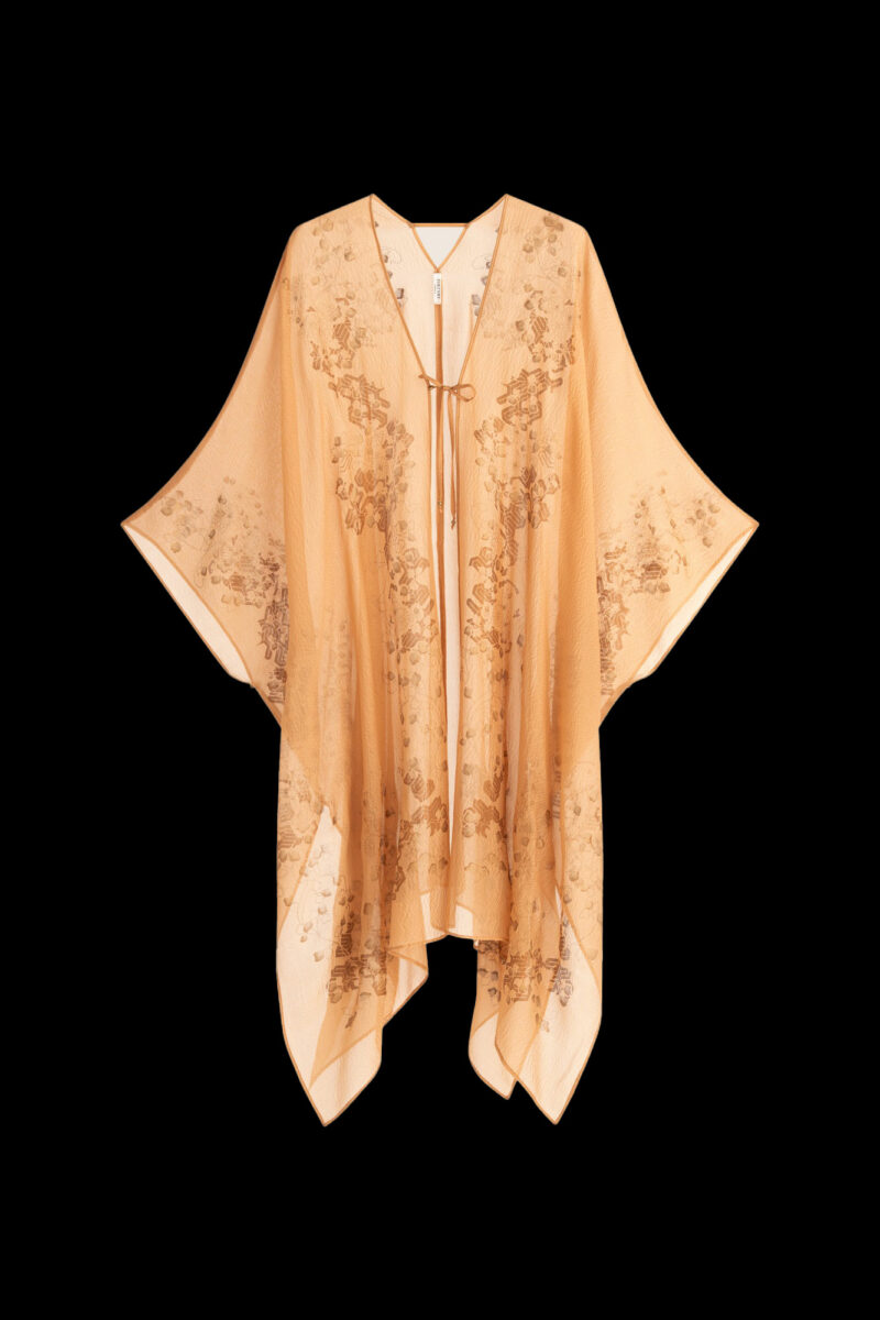 Esther Manteau du Soir en Crêpe Georgette | Ramage Biscuit clair
