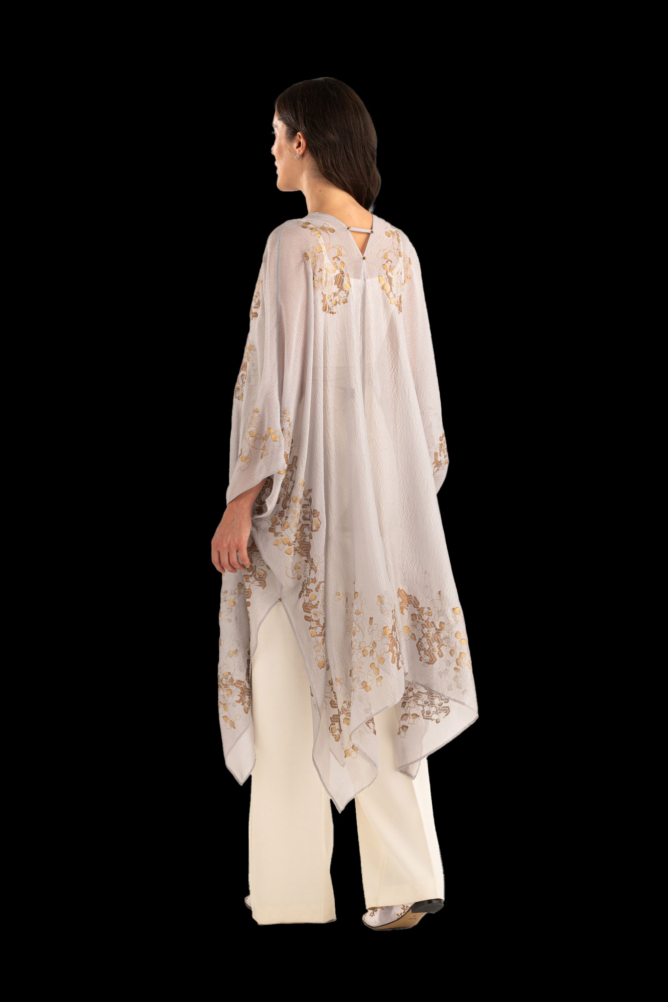Esther Manteau du Soir en Crêpe Georgette | Ramage Taupe