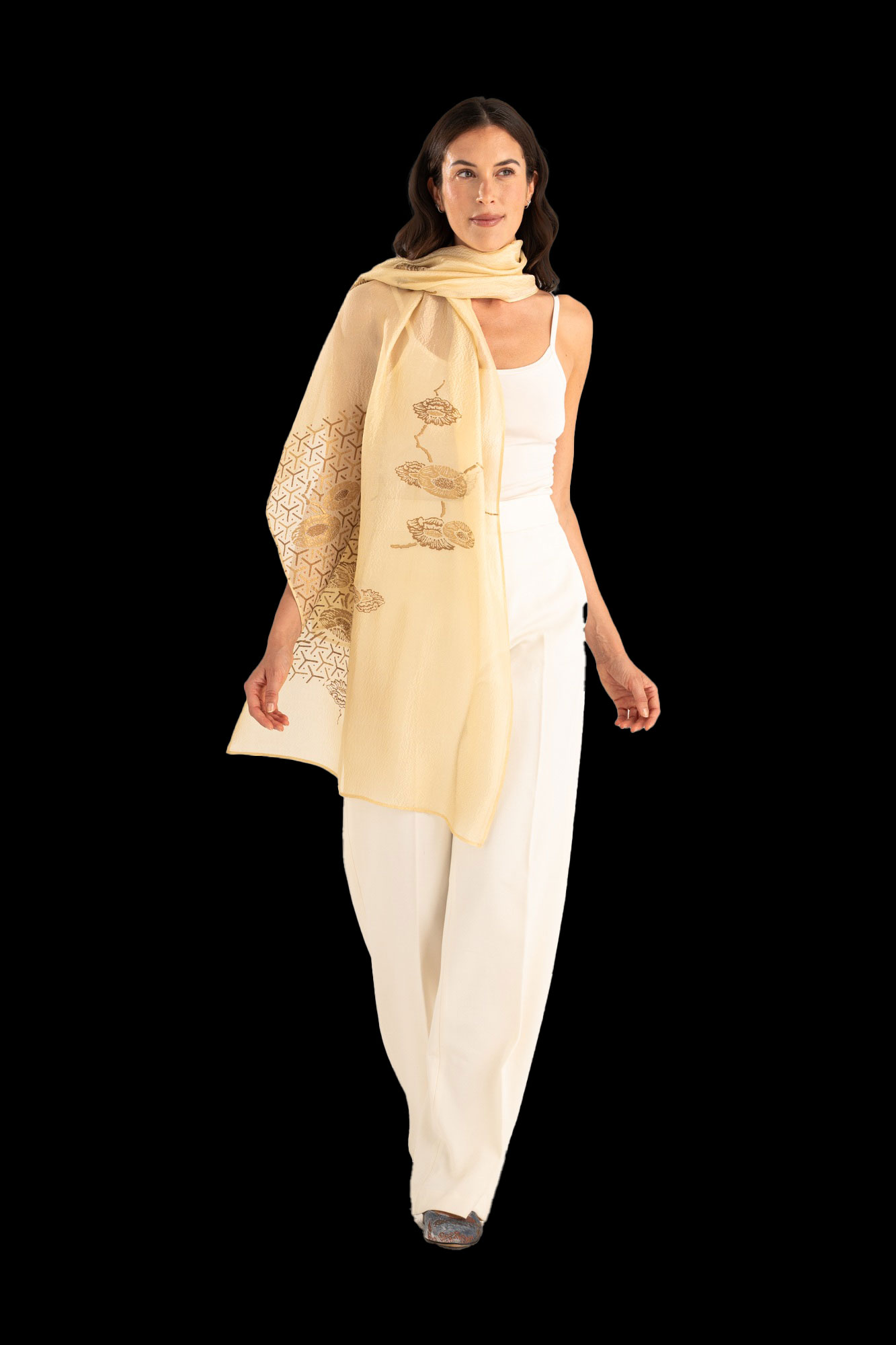 Écharpe en Crêpe Georgette | Japan Beige