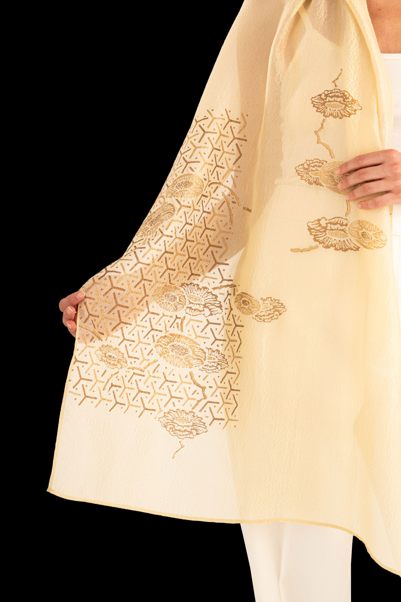 Écharpe en Crêpe Georgette | Japan Beige