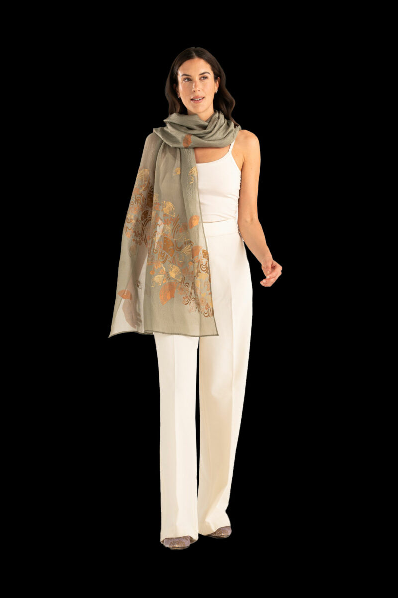 Écharpe en Crêpe Georgette | Ventagli Sage green